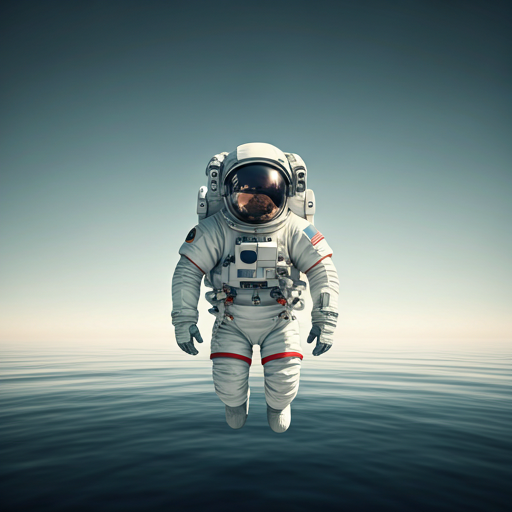 Astronaut in space suit floating